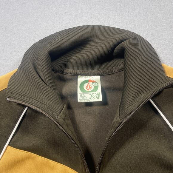 VTG Volcom Track Jacket Men L Green Stripe Full Zip V Line Science Y2K - Picture 7 of 11